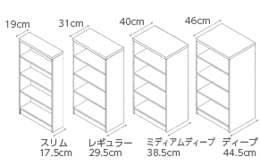 奥行きは選べる4種類