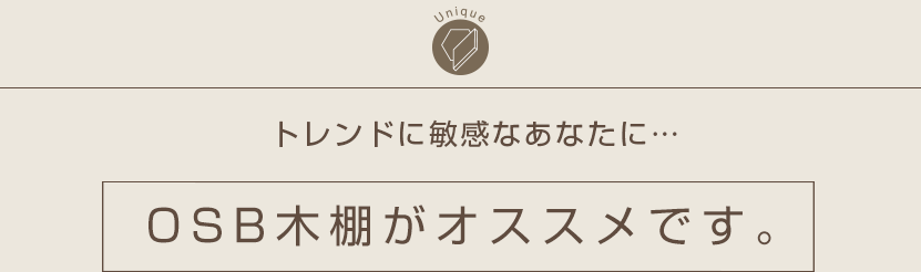 トレンドに敏感なあなたに… OSB木棚・ラーチ合板木棚がオススメです。