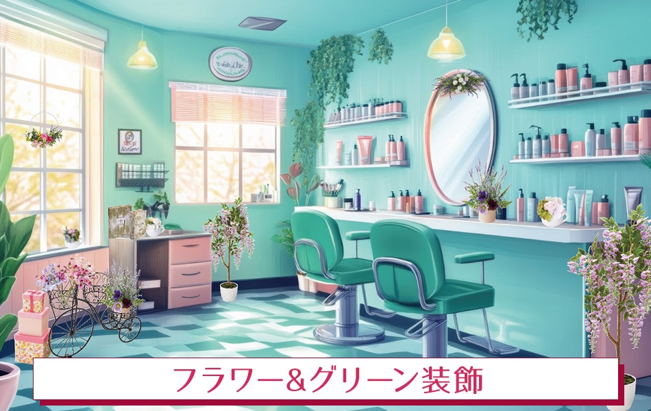 春のフラワー＆グリーンディスプレイ