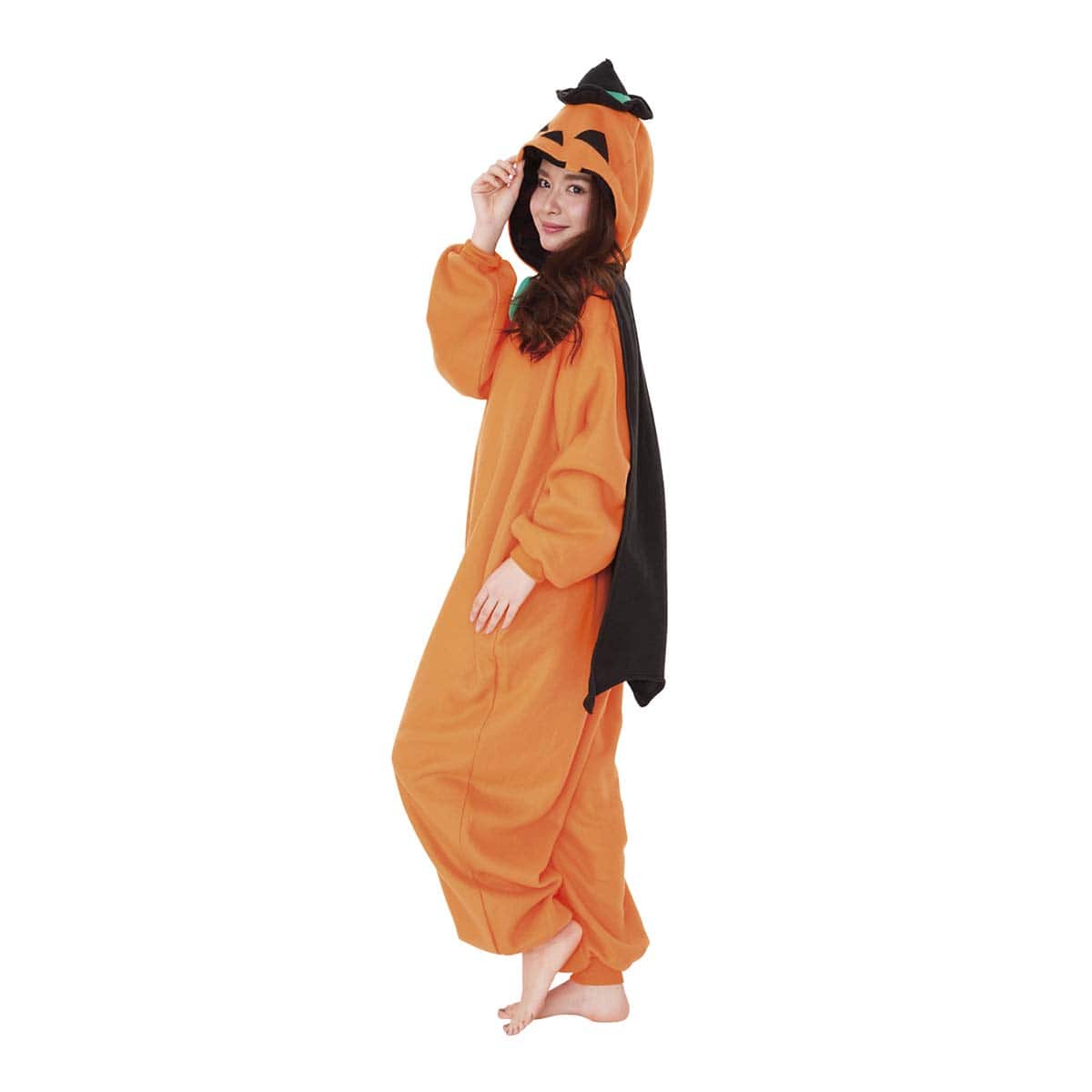 フリース パンプキンマン着ぐるみパジャマ 大人用フリー 着丈150cm 男女兼用 ハロウィン衣装 通販 ストア エキスプレス