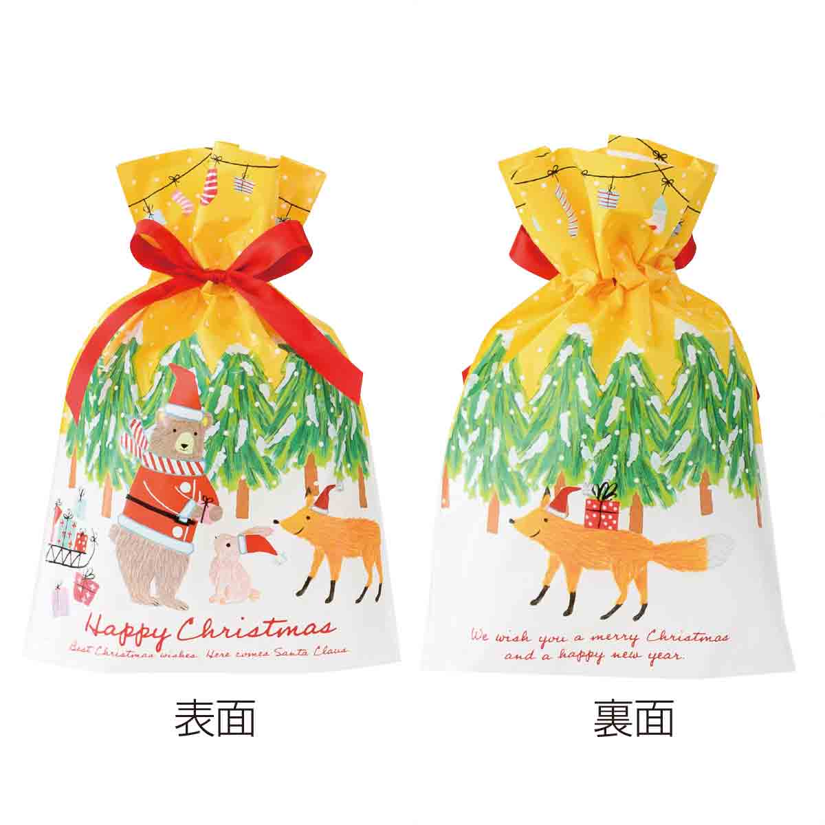 クリスマスベアラー リボン付き巾着ギフトバッグ枚 クリスマスラッピング プレゼント ギフト おしゃれ 雑貨 アパレル 新定番 かわいいデザイン 通販 ストア エキスプレス
