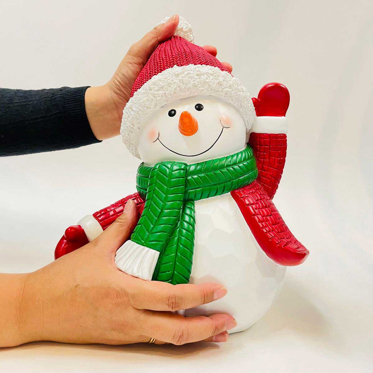 31cm スノーマンオブジェ グリーンマフラー クリスマス飾り 置物 クリスマス飾り通販 ストエキ