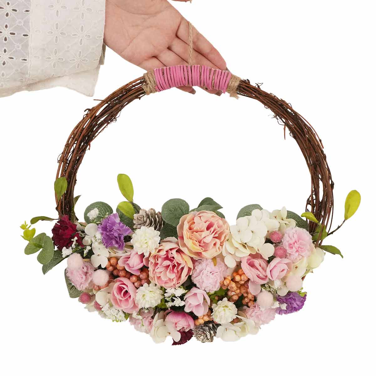 ナチュラルフラワーリース34cm(造花)