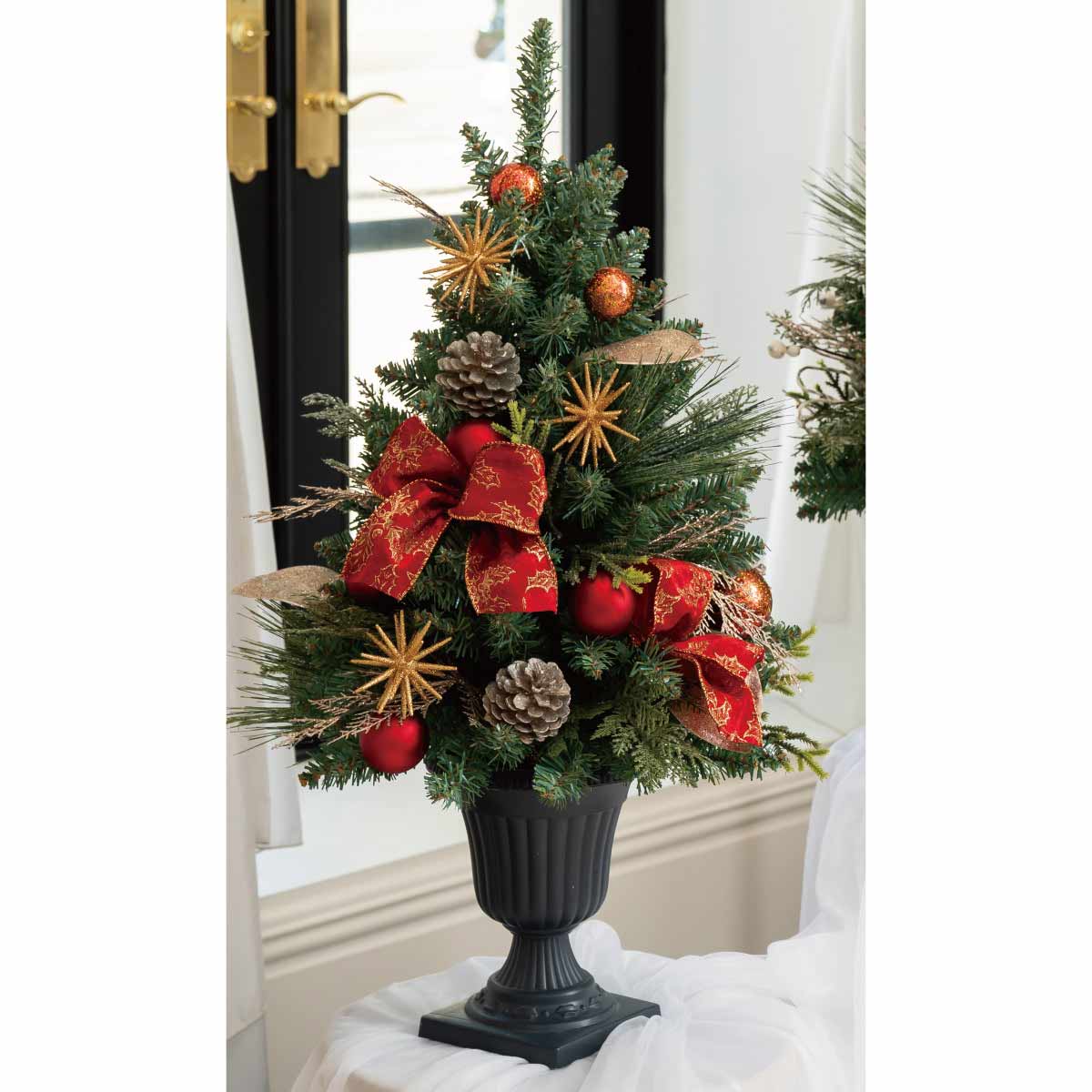 クラシックポットクリスマスツリー 75cm レッド