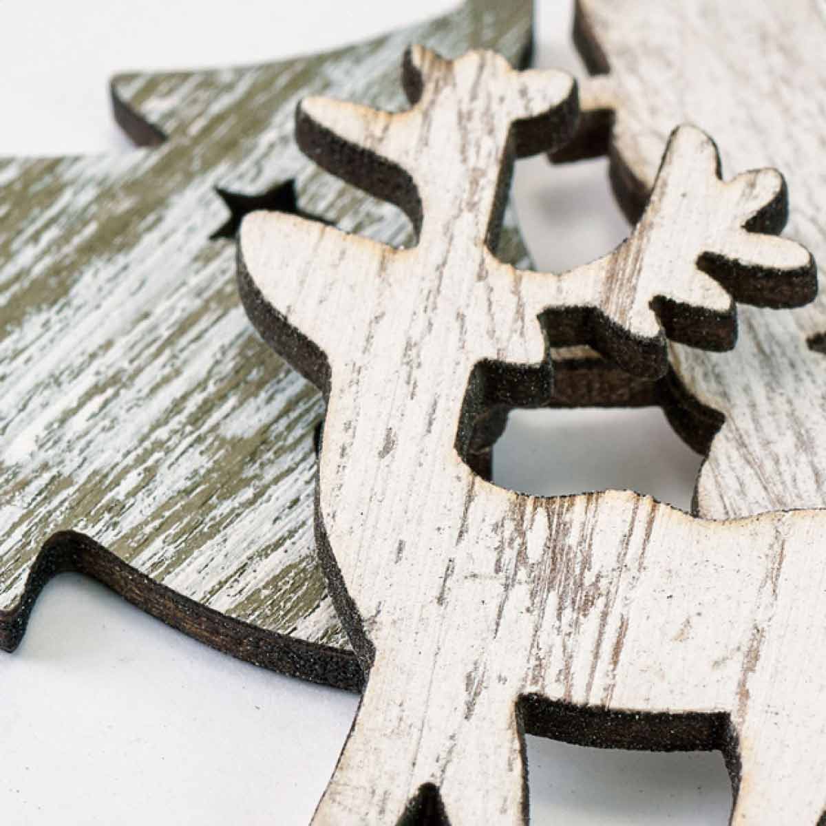 クリスマス ウッドパーツx12｜手芸素材・材料