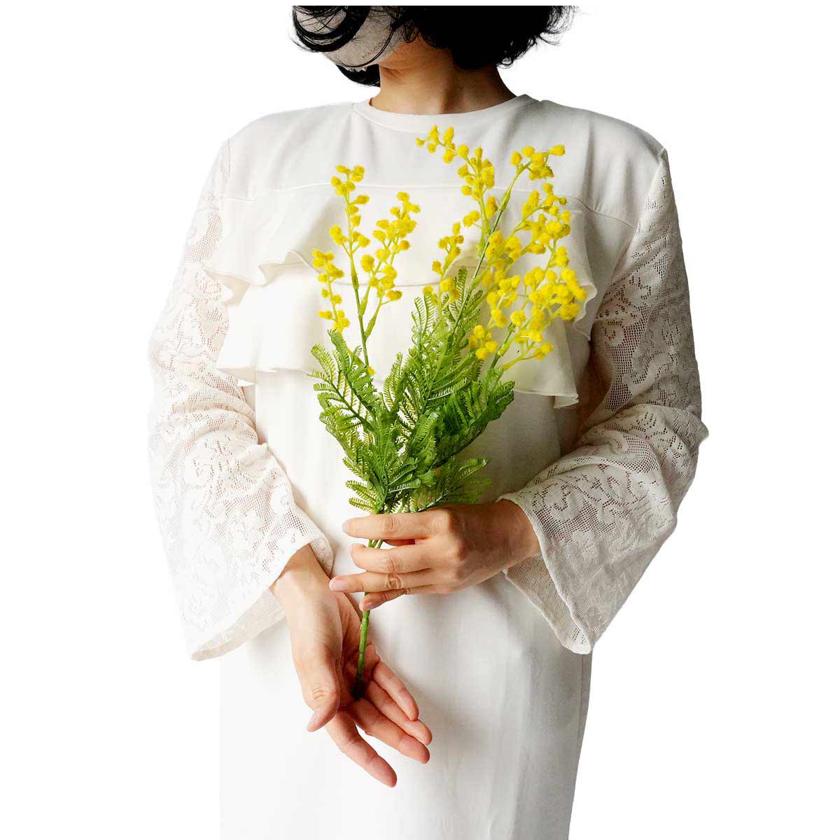 3本 ミモザ造花ブッシュセット 47cm