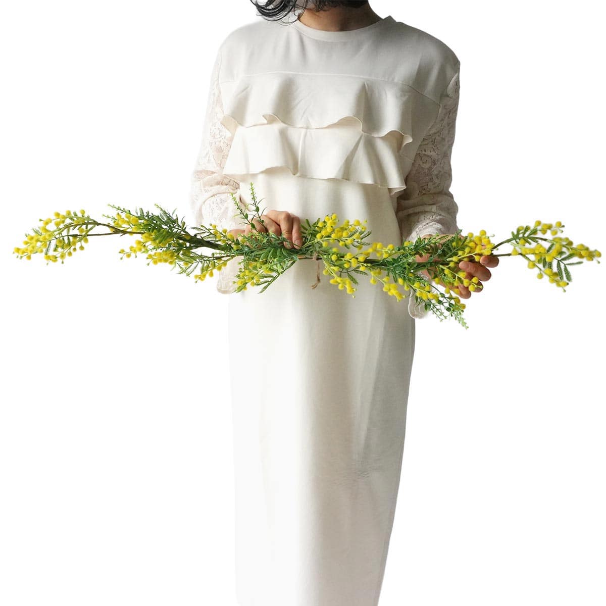 ミモザ造花ロングスワッグ［ストエキオリジナル］