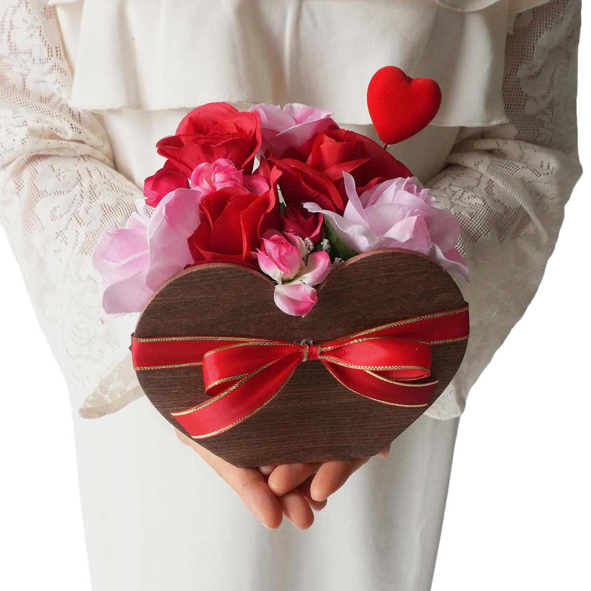 バレンタインハートボックスポット 高さ20cm