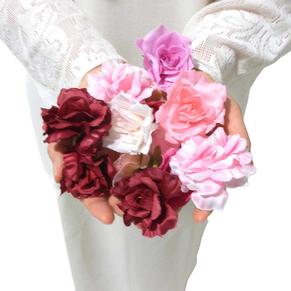 12個 ローズ造花ヘッドセット