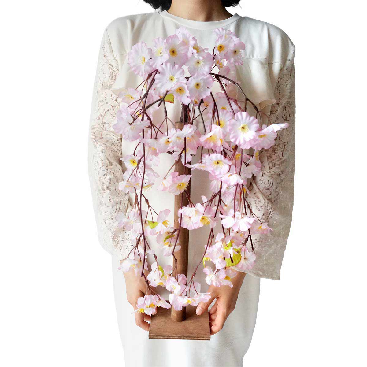 卓上しだれ桜立ち木(造花)［ストエキオリジナル］ H58cm