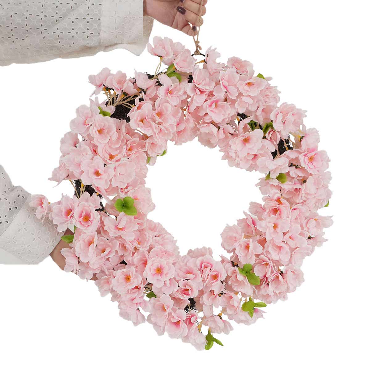 さくら造花リース48cm［ストエキオリジナル］