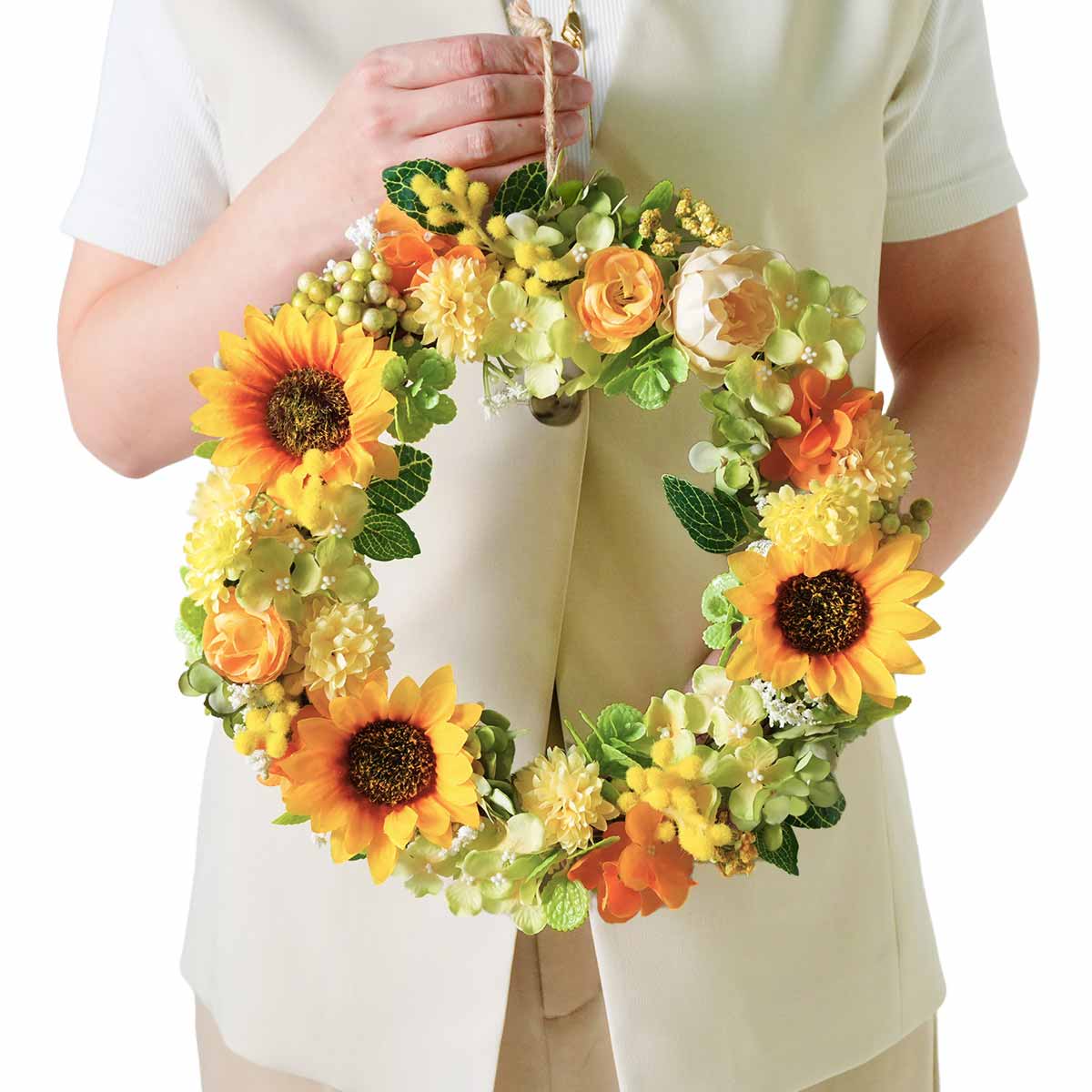 ひまわり造花リース30cm