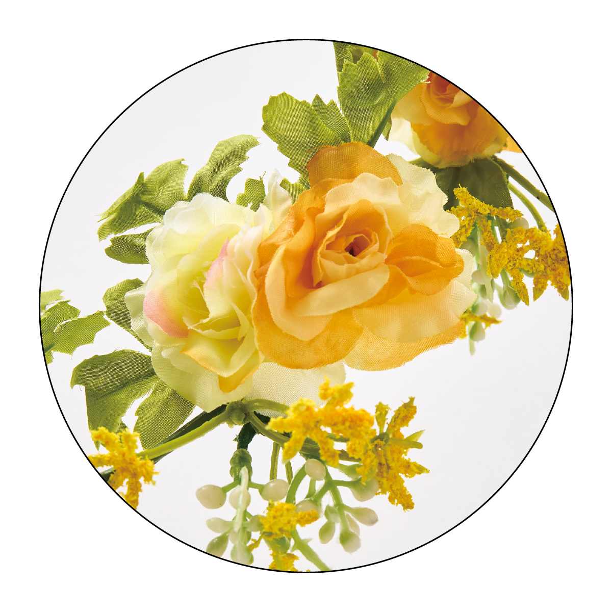 ミニローズ造花ガーランド イエローミックス