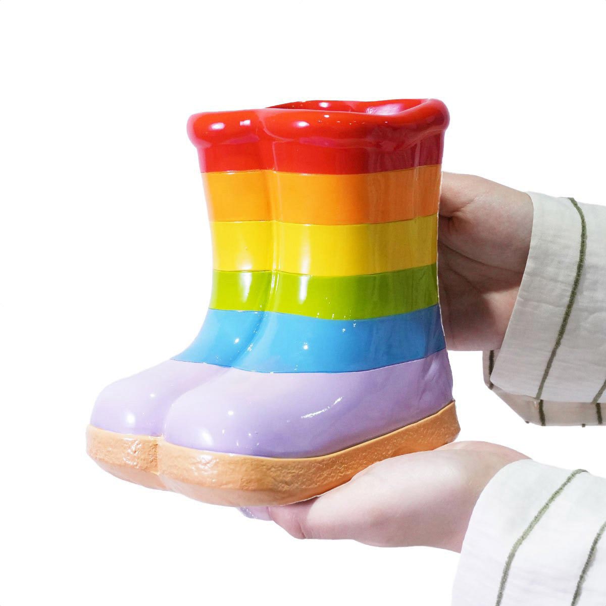 レインボーブーツオブジェ高さ15cm