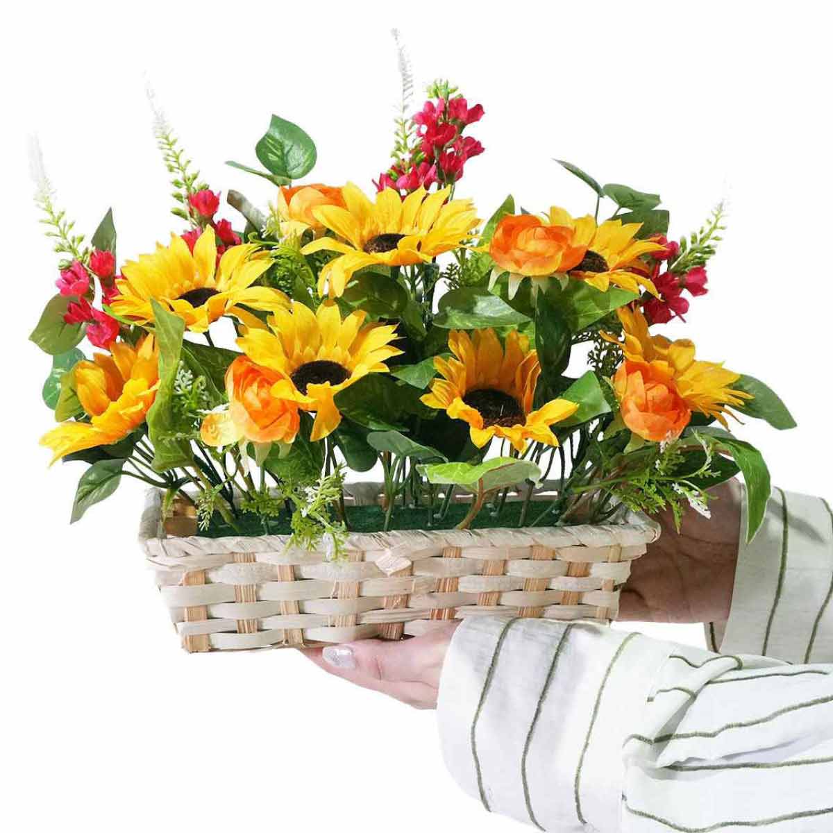 ミックスひまわり造花バスケット［ストエキオリジナル］
