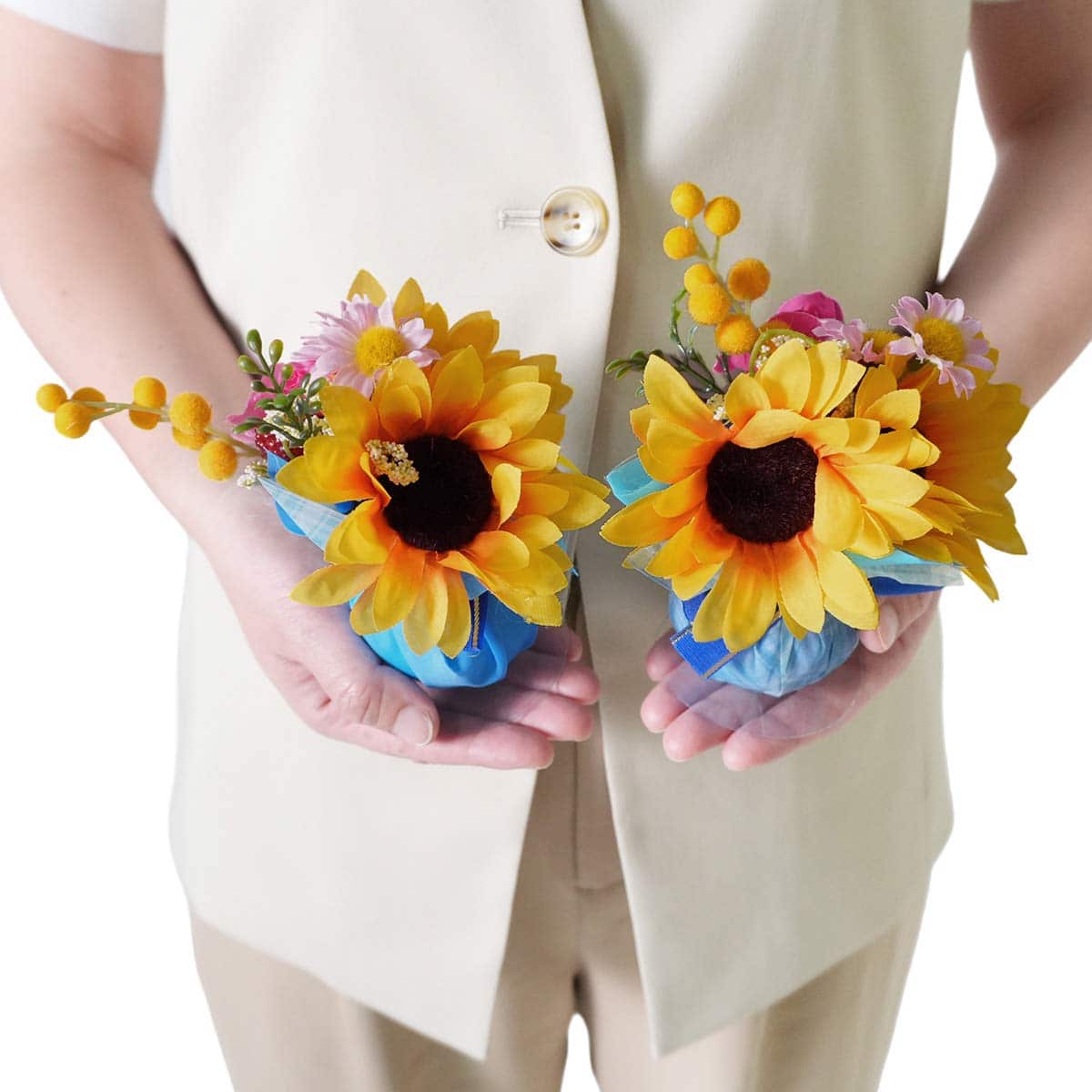 2個 ひまわり造花ボールラップ