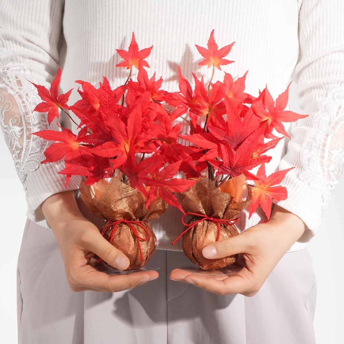2個 紅葉ラップ（造花）