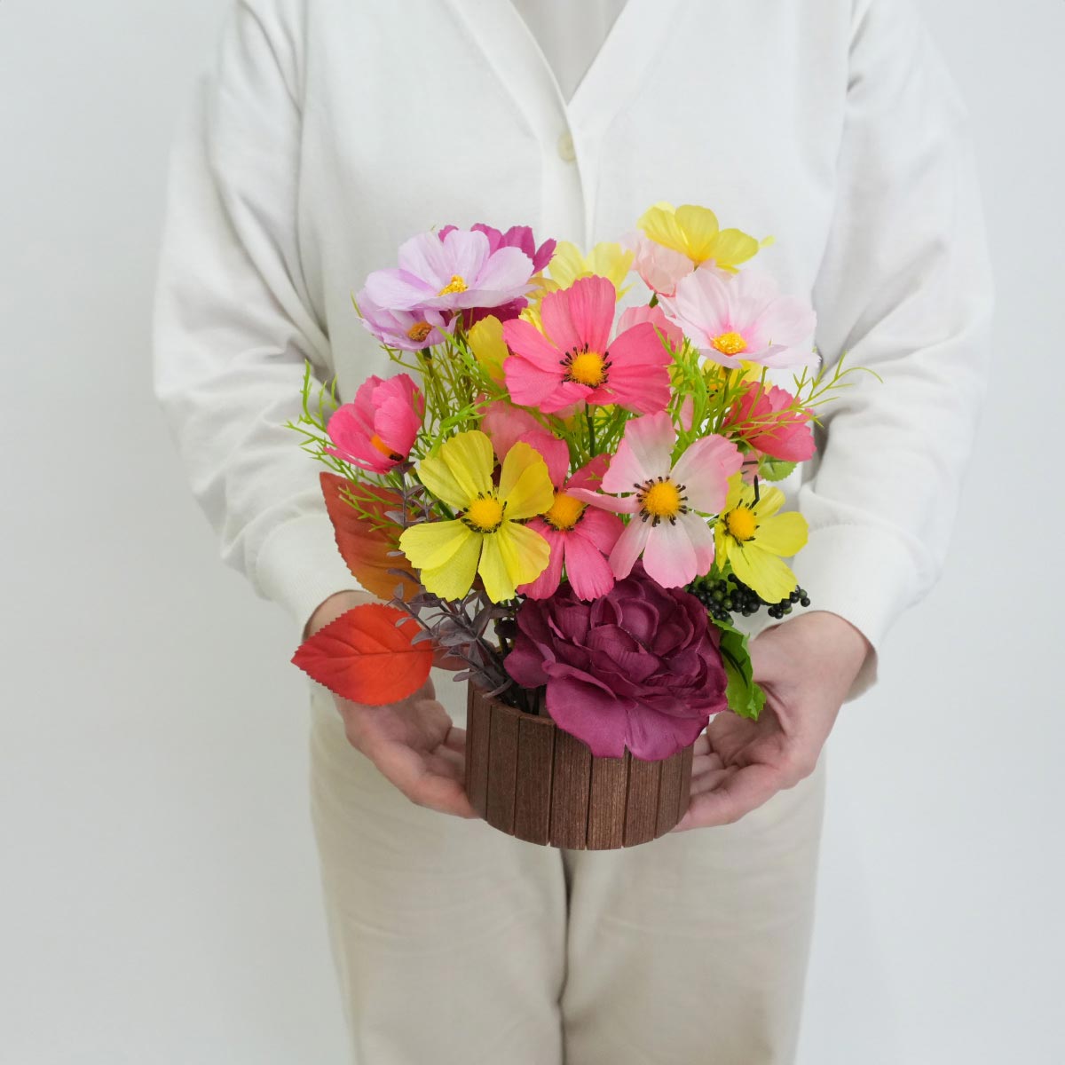 コスモスオータムフラワー造花アレンジ 高さ27cm