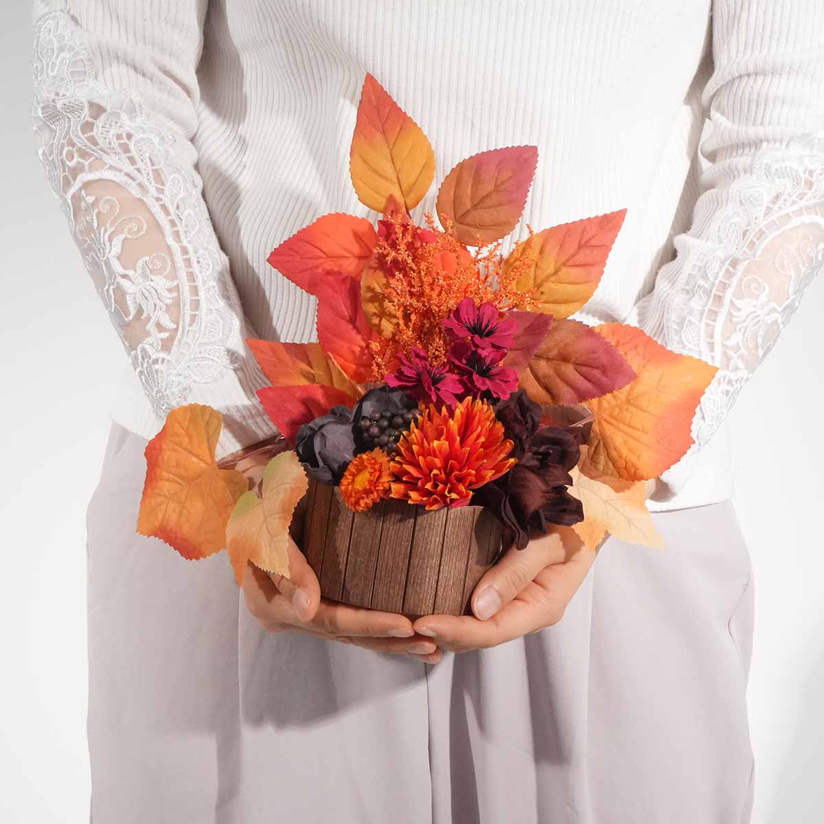 オータムフラワーアレンジ高さ27cm（造花）