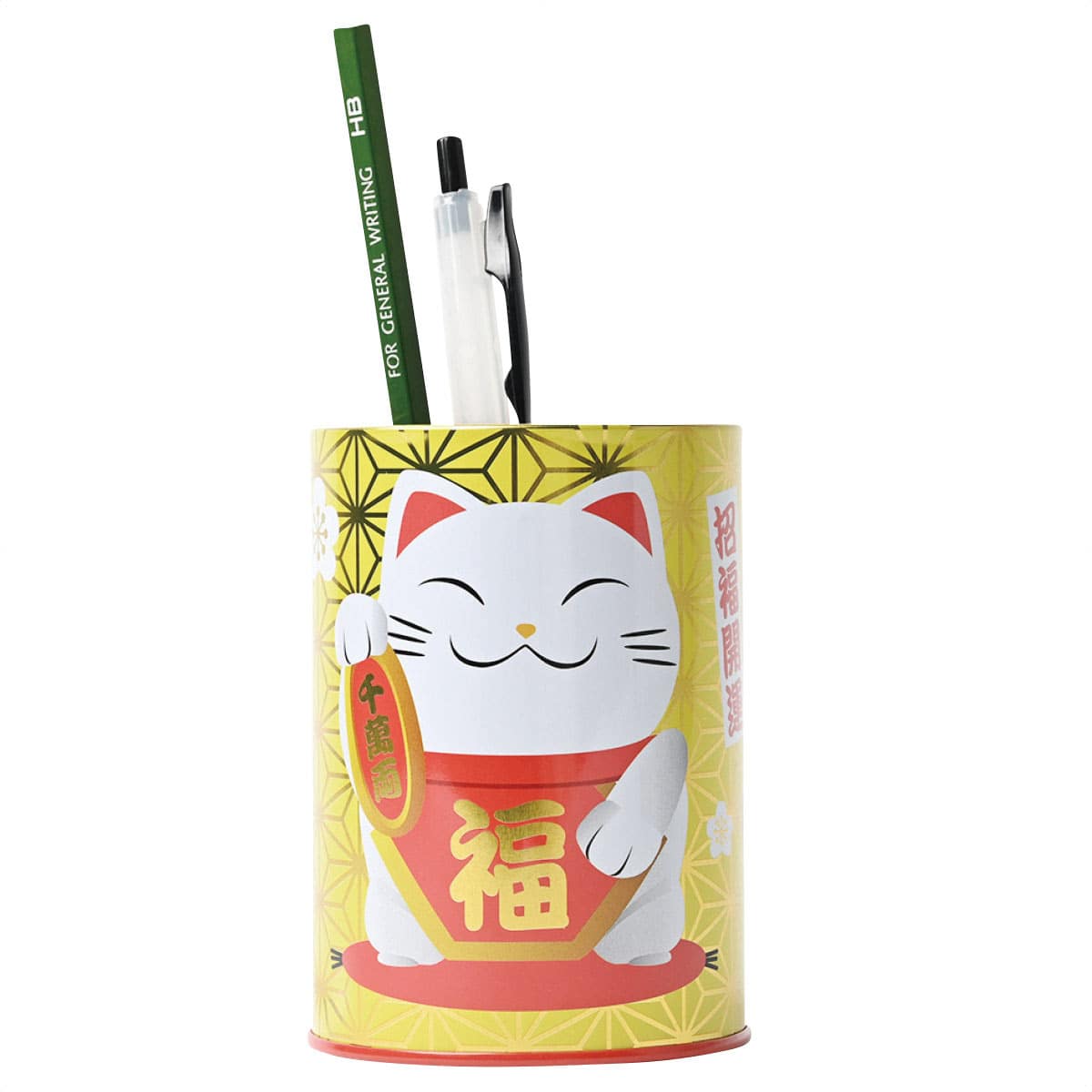 60個 ペン立て缶貯金箱<まねき猫>