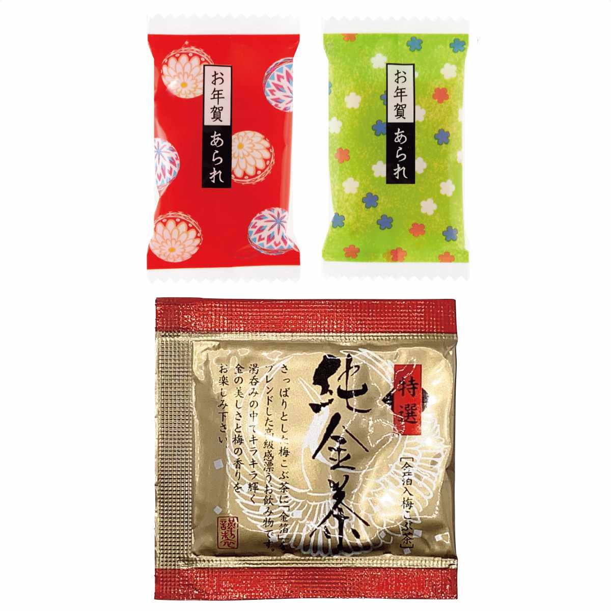 100個 招福開運干支 あられ・純金茶パック