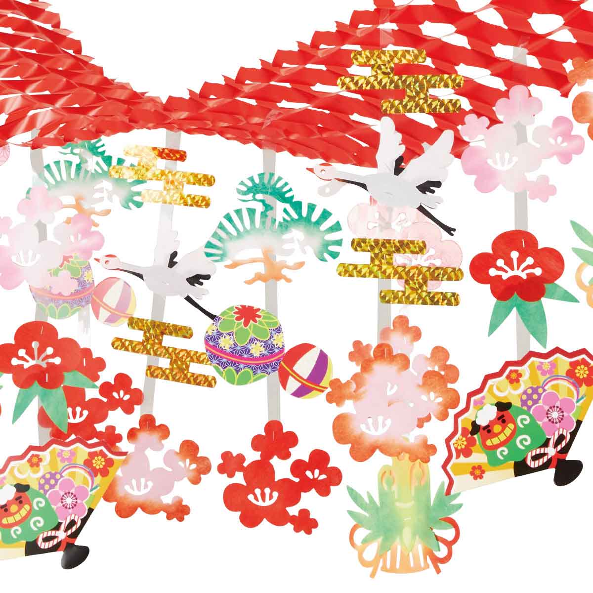 華やか扇正月プリーツハンガー