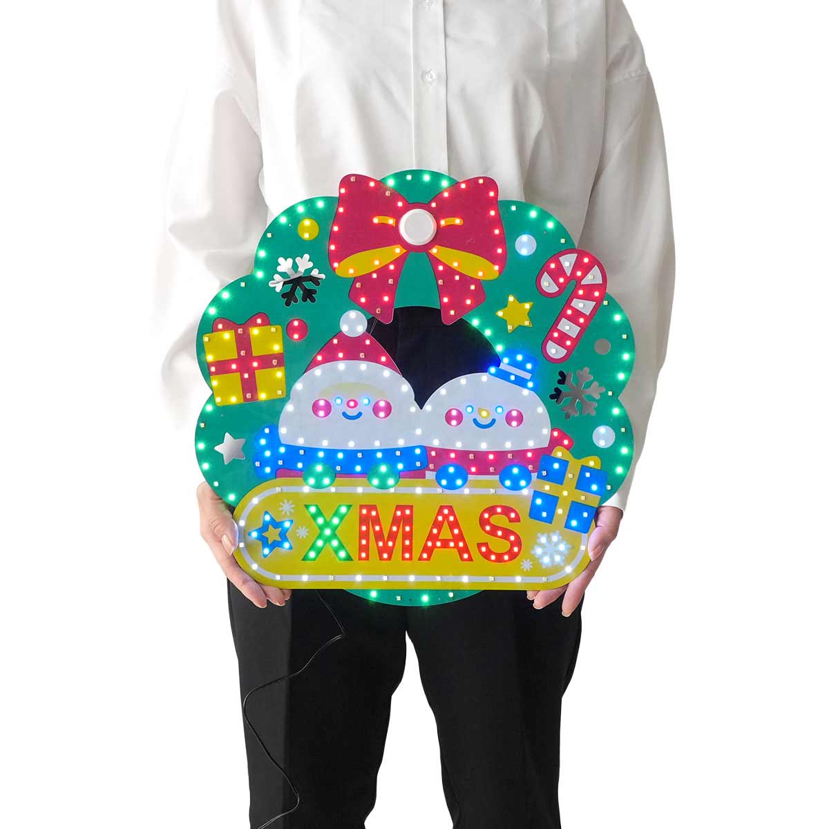 SMDモチーフライト クリスマスリース38.5cm