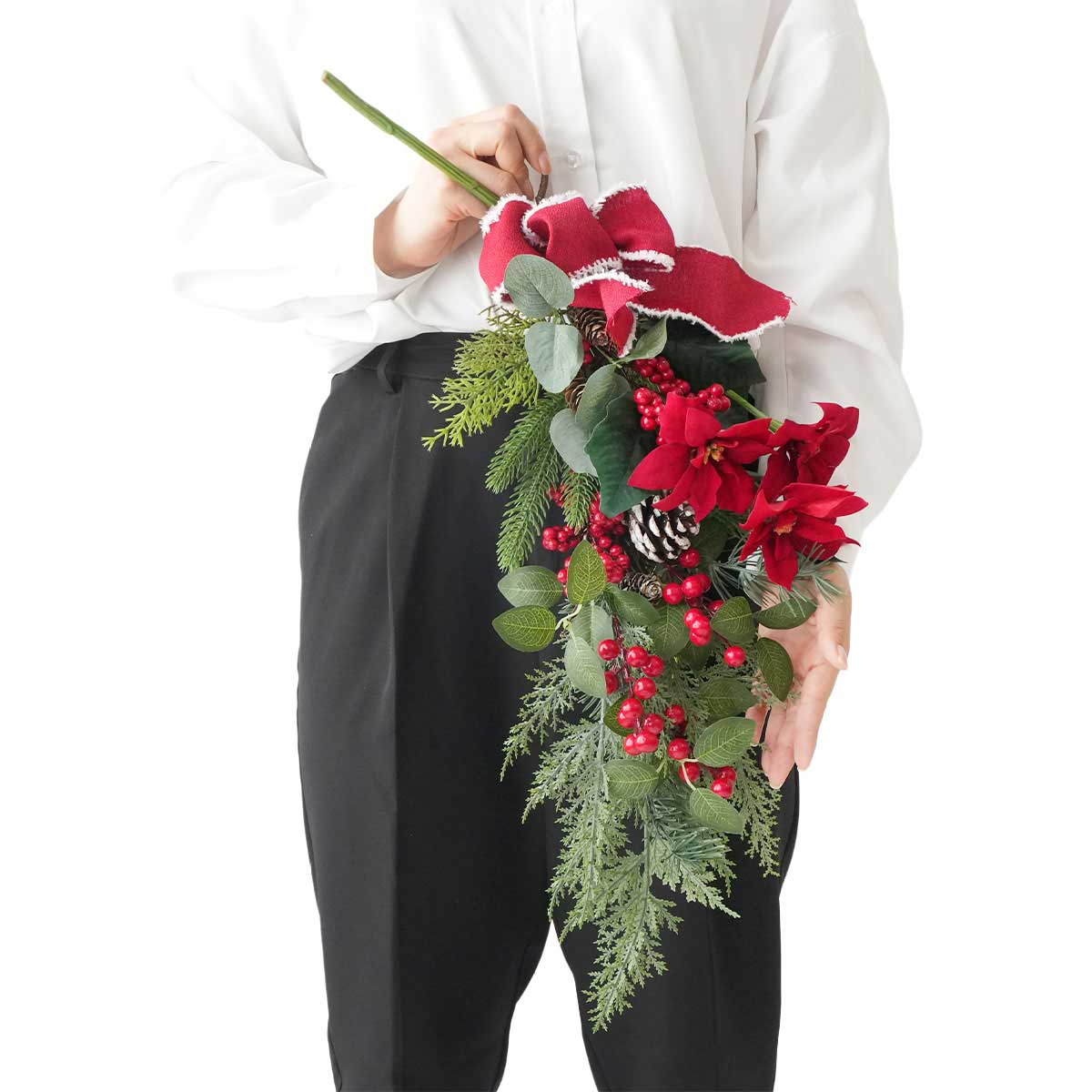 ポインセチア造花ロングスワッグ70cm