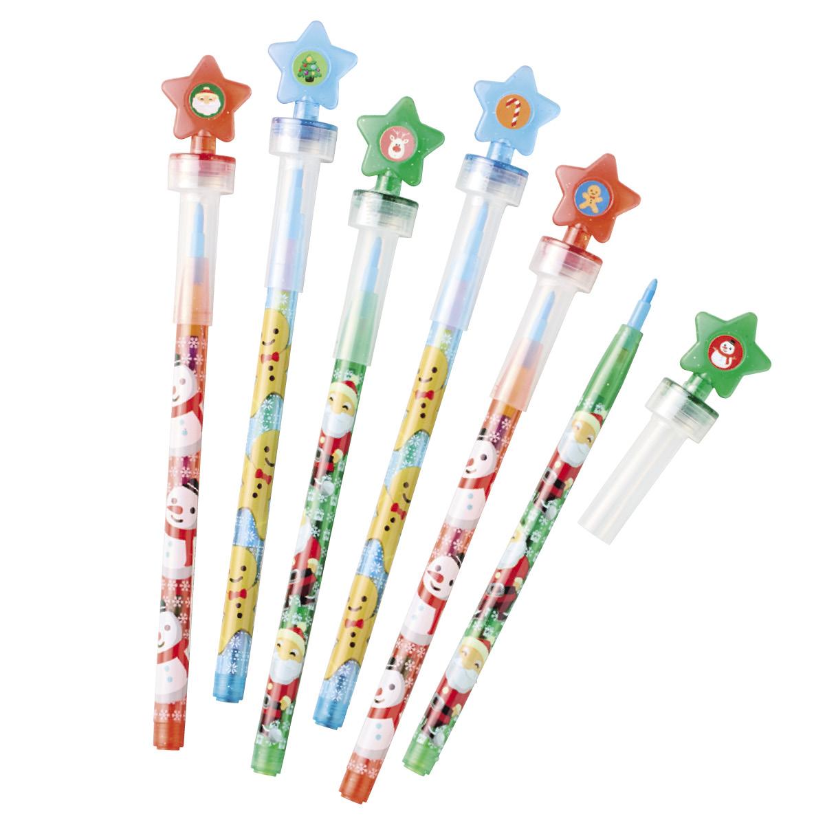24本 クリスマススタンプ付きロケット色鉛筆
