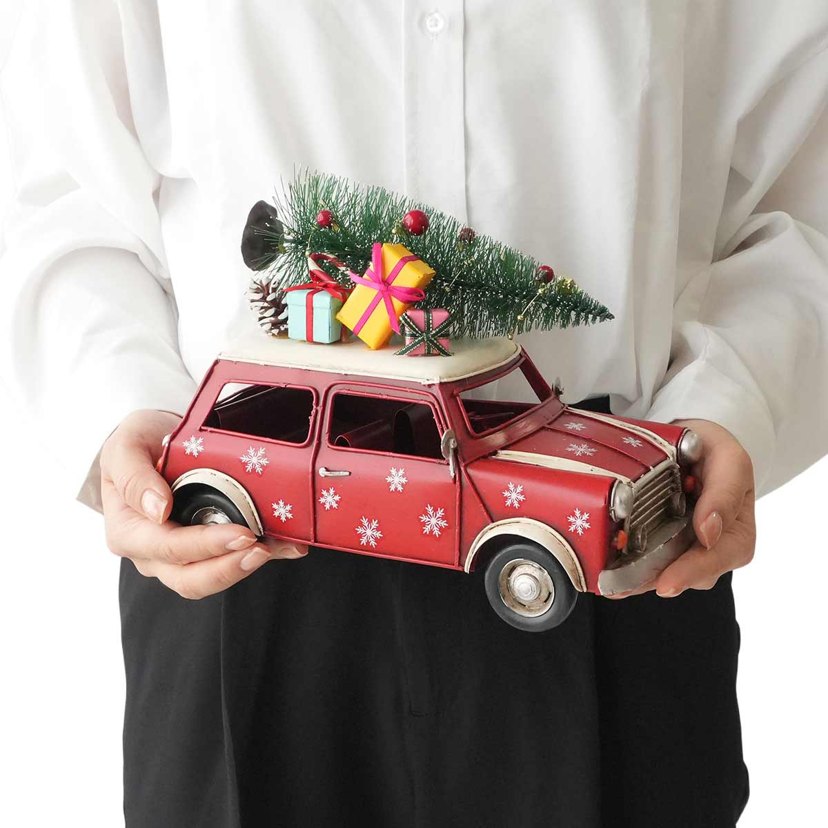 ブリキクリスマスカー レッドカー 幅25cm