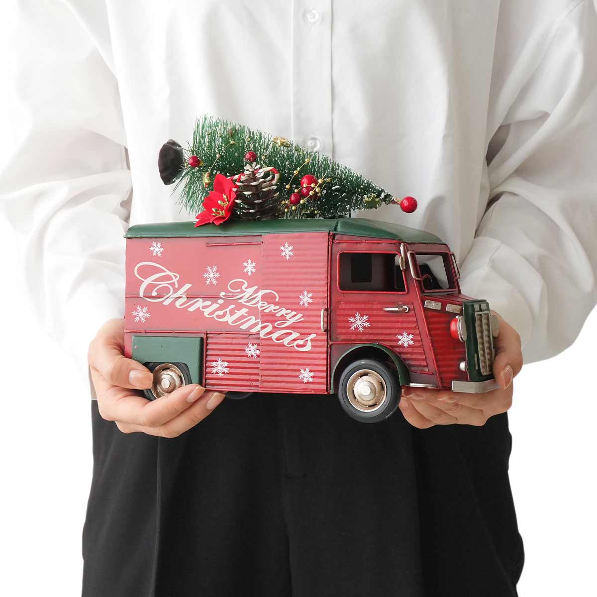 ブリキクリスマスカー バス 幅25.8cm