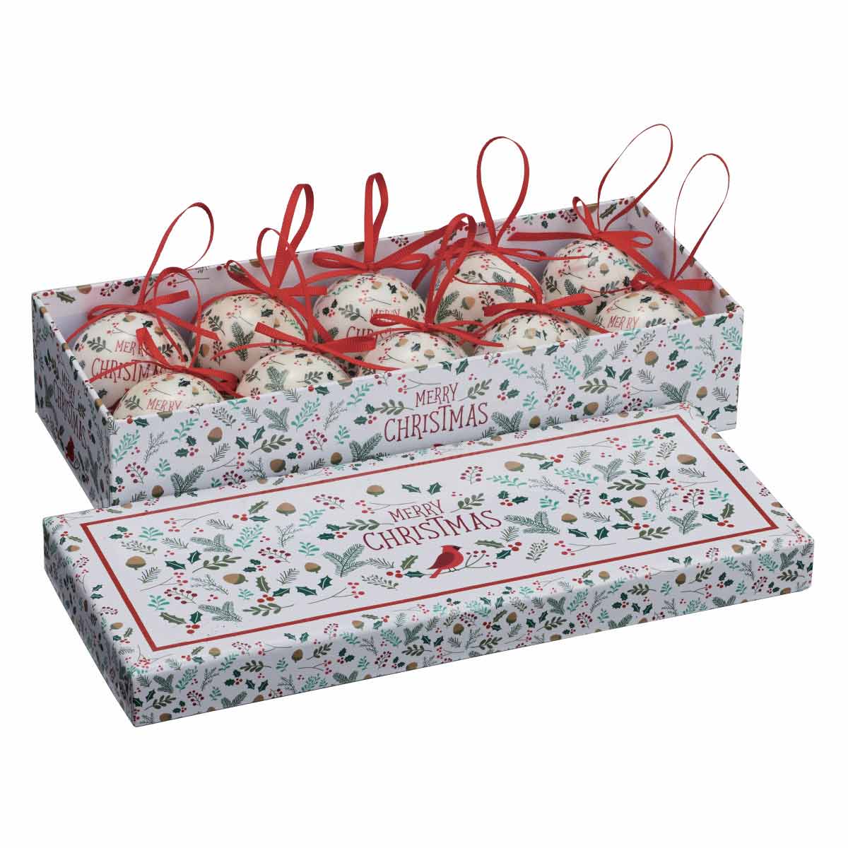 10個 メリークリスマスプリント オーナメントボール5cm