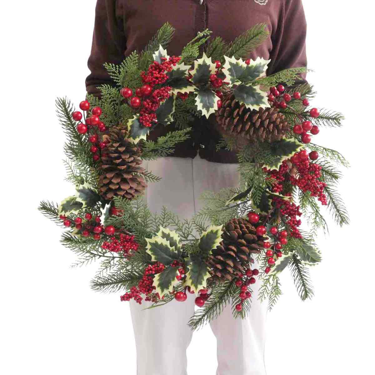 58cmクリスマスデコレーションリース ヒイラギ