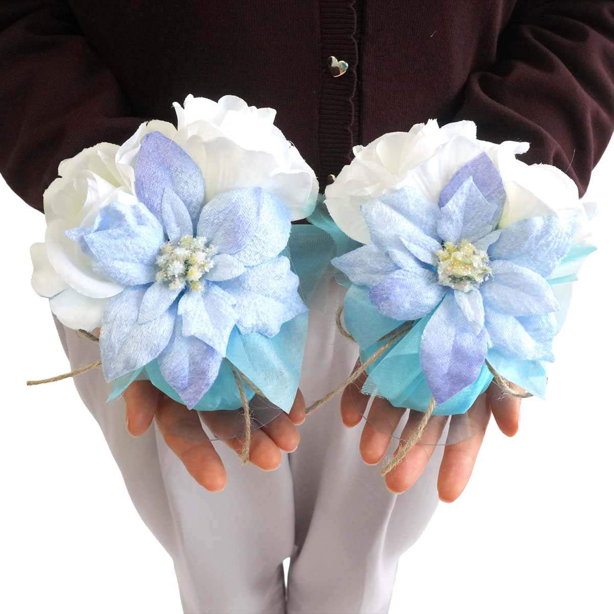 2個 ウィンターポインセチア造花ラップ