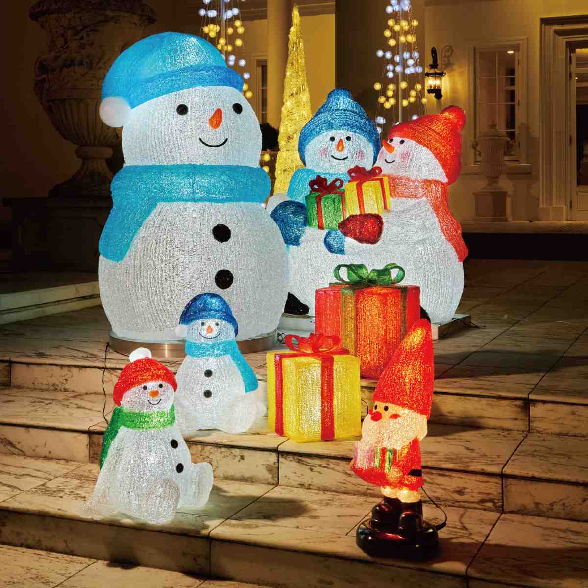 papiko　804040クリスマス限定品 LEDモチーフライト おすわりスノーマン クリスマスカラー 高さ