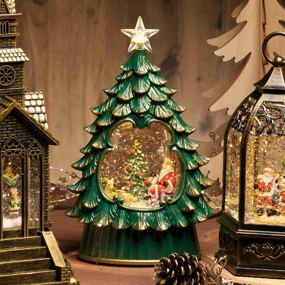 LEDスノーイングライト クリスマスツリーサンタ