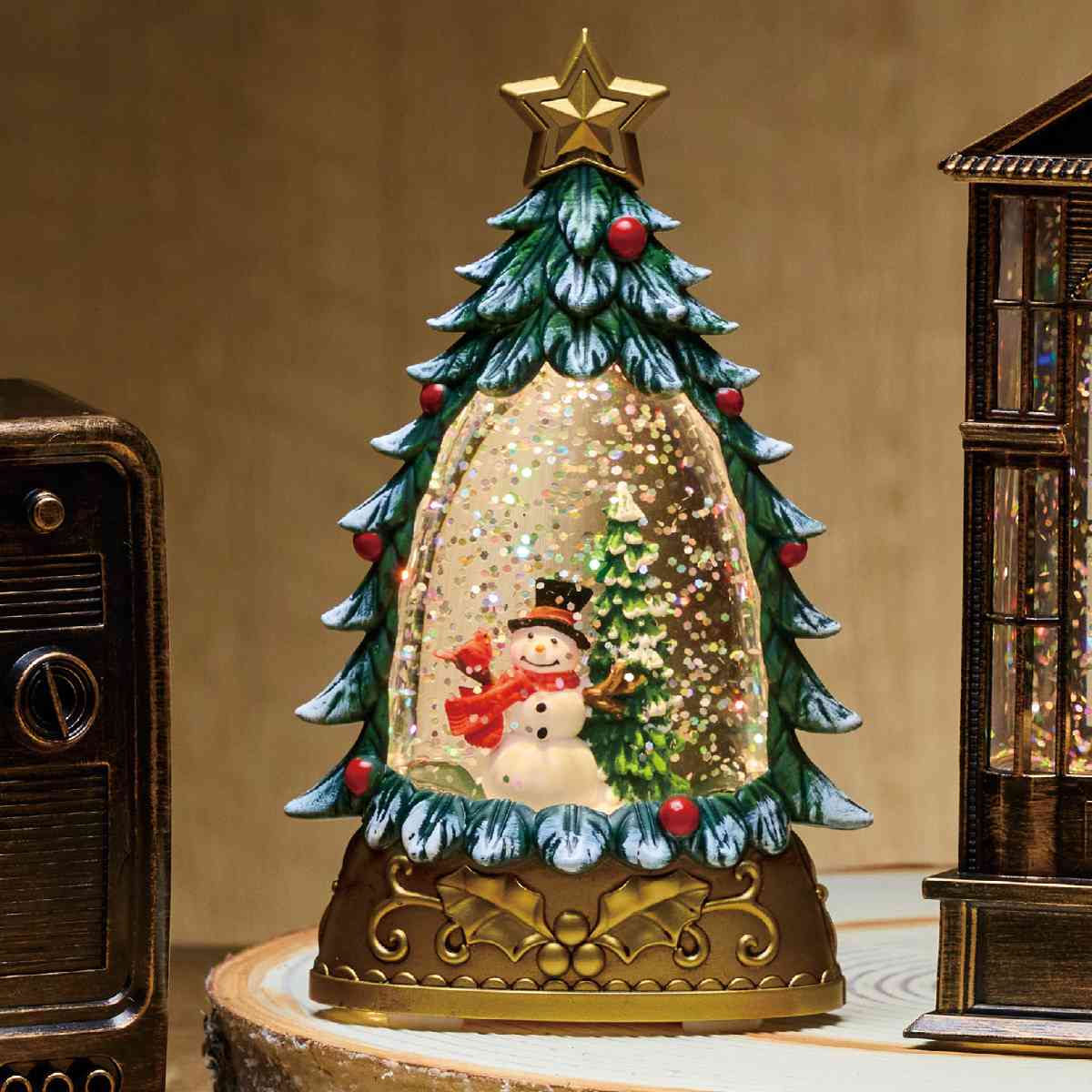 LEDミニスノーイングライト クリスマスツリー 高さ15.3cm