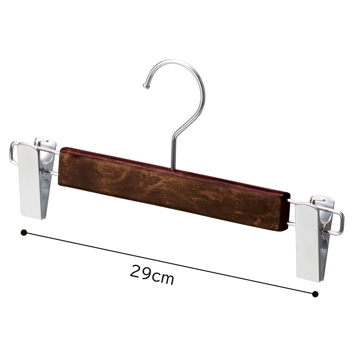 木製ボトムハンガー【10本】ヴィンテージブラウン外型クリップ付き(メープル)〔ストエキオリジナル〕