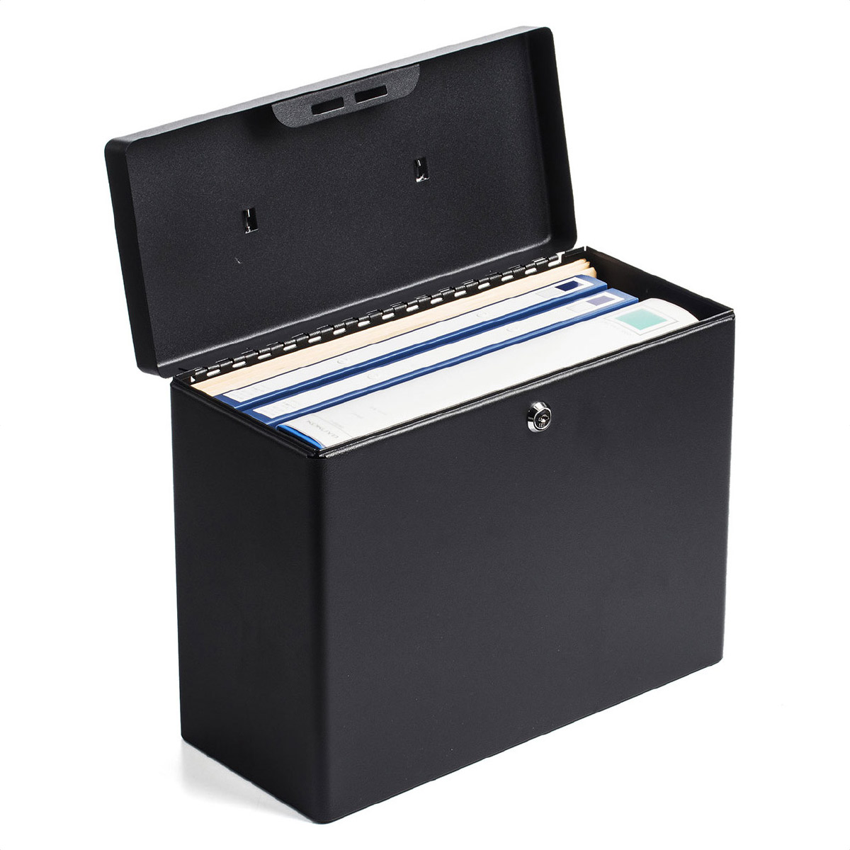 ファイル対応スチールセキュリティボックス 鍵付き