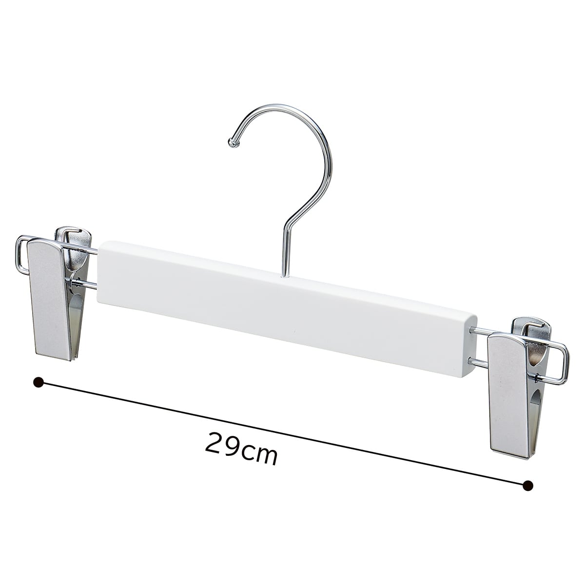 木製ボトムハンガー【10本】 ホワイト外型クリップ付き幅30cm (メープル)〔ストエキオリジナル〕