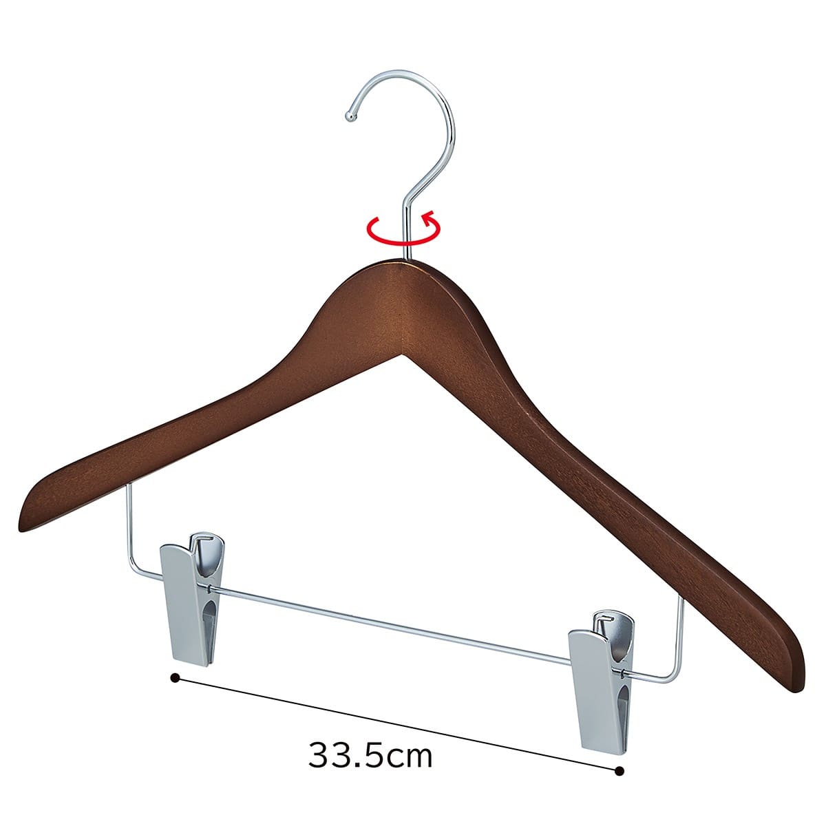 【10本】木製コーディネートハンガー ヴィンテージブラウンボトム下型クリップ付き〔ストエキオリジナル〕