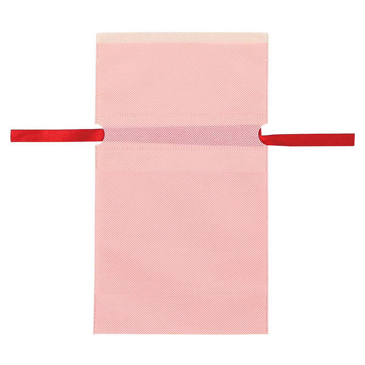 【10枚】不織布リボン付きギフトバッグ スモーキーピンク 幅17×高さ28[18]×底マチ8cm 