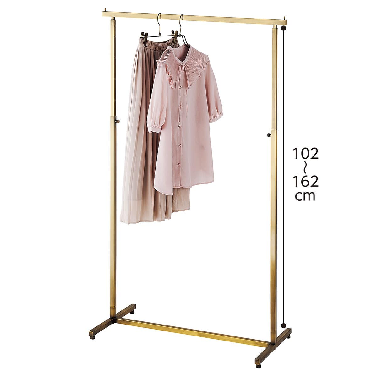 アンティークゴールドハンガー 角パイプ〔ストエキオリジナル〕 アンティークゴールドハンガーラック 角パイプ 幅90cm ［スト