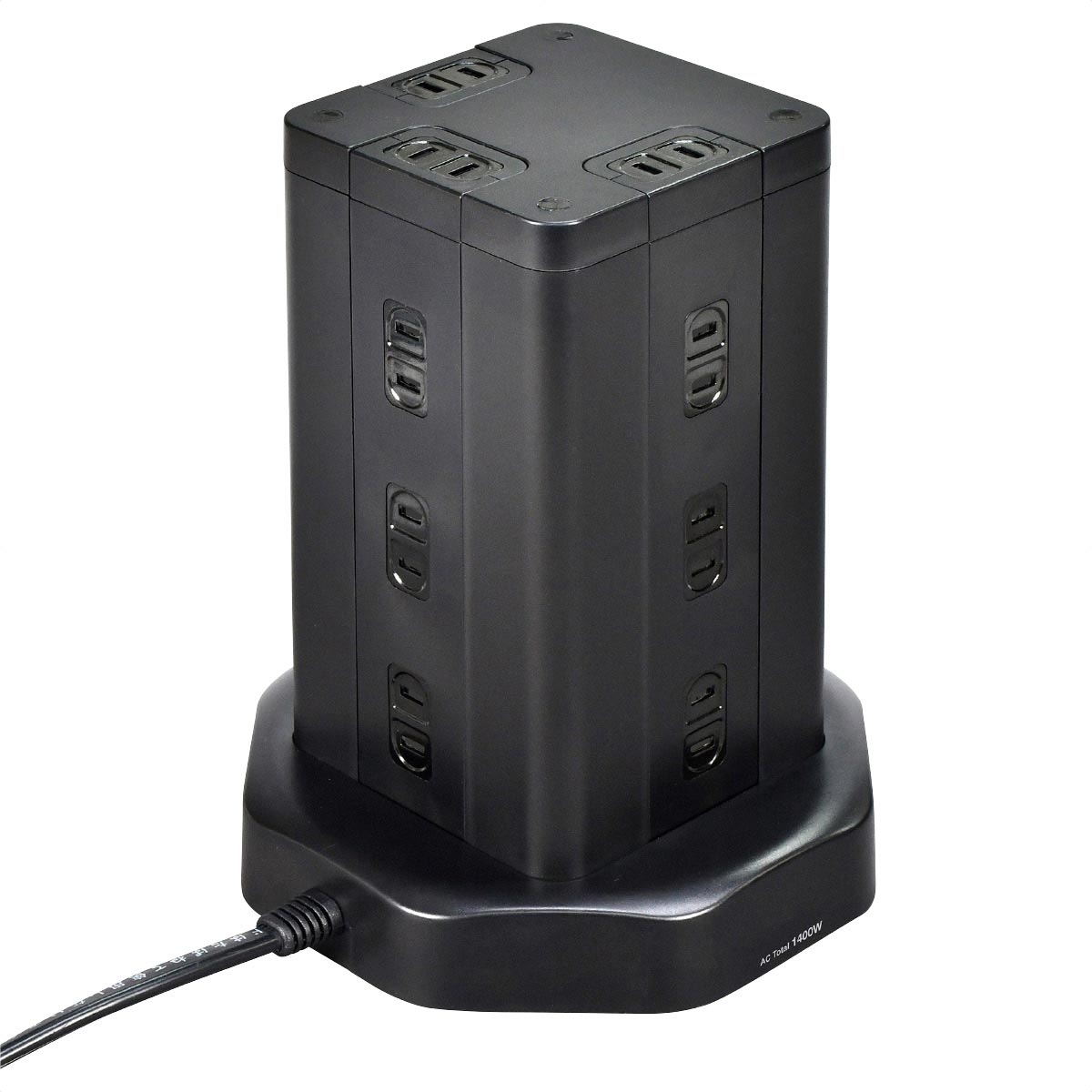 タワー型集中スイッチ付タップ 12P4USB