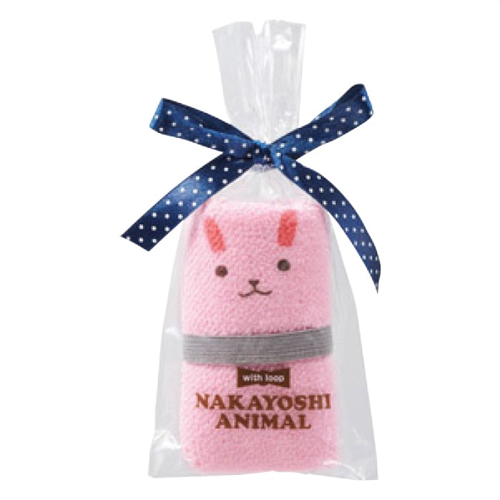 【320枚】ループ付 なかよしアニマルハンカチタオル(4色アソート)