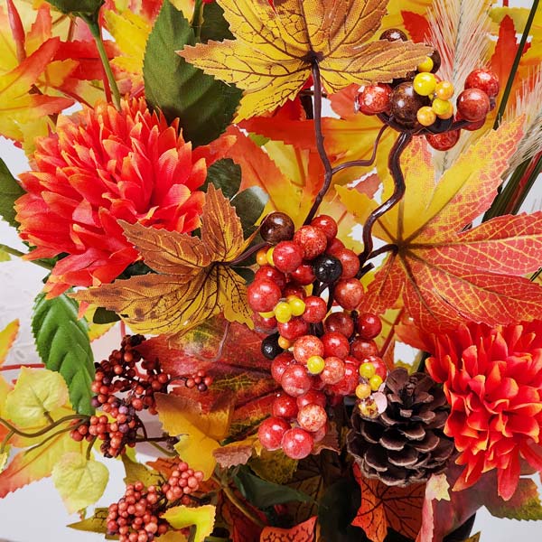 ハンドメイド❣️秋バージョンアレンジ❣️栗、赤トンボ、秋桜