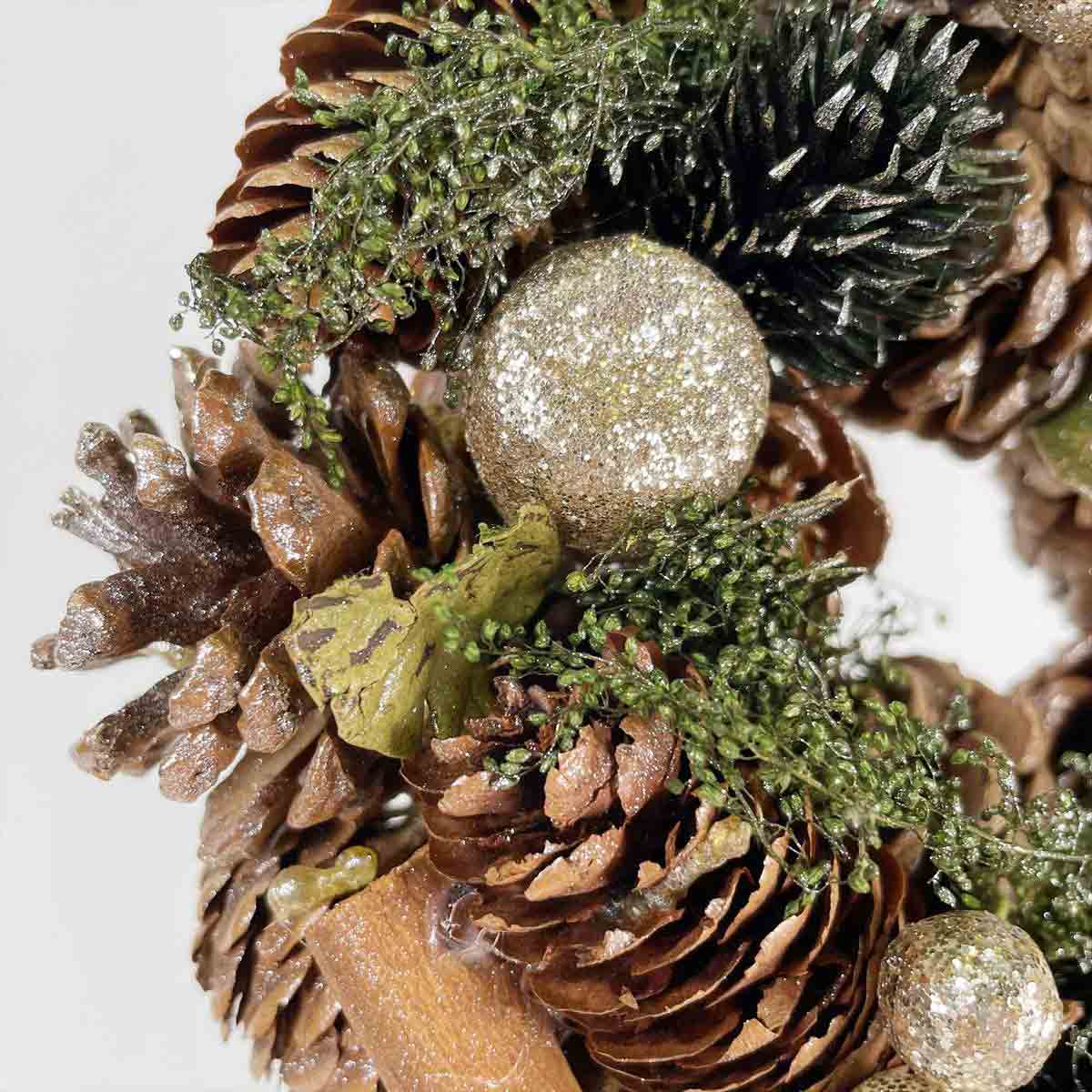 大人のゴールドクリスマスリース ミニ ナチュラル クリスマスリース ミニ19cm レッド
