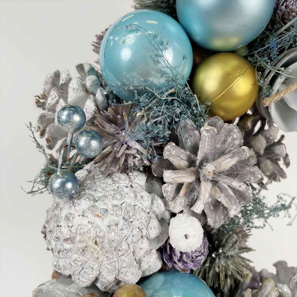 ナチュラル クリスマスリース ブルー32cm 