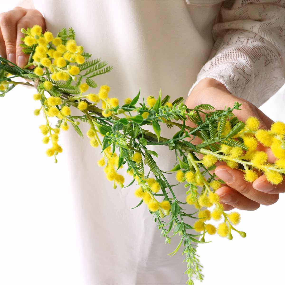 ミモザ造花ロングスワッグ［ストエキオリジナル］