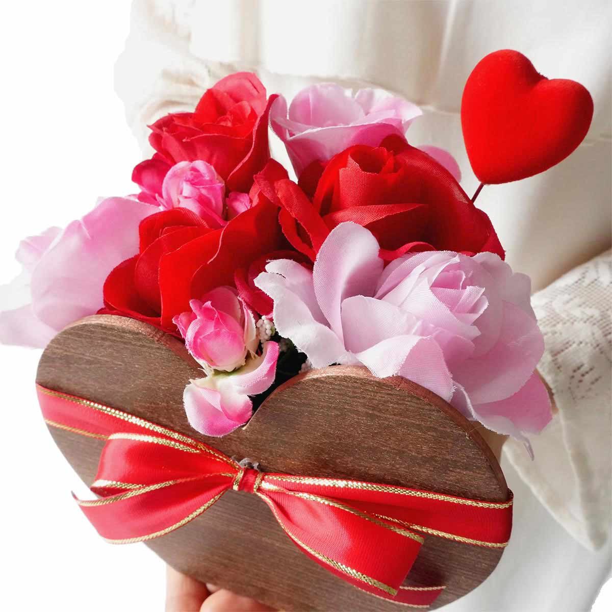 バレンタインハートボックスポット 高さ20cm